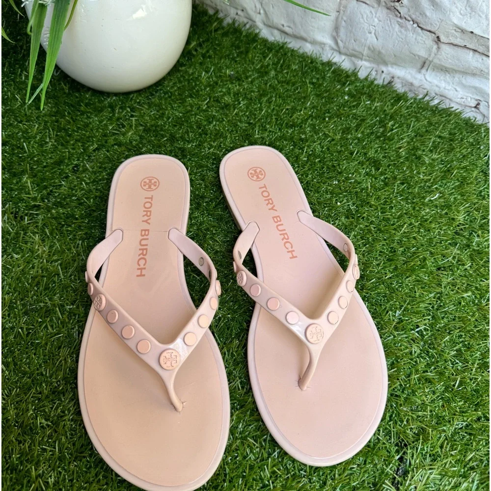 TORY BURCH Studded Jelly Sandals pink rose Size 8